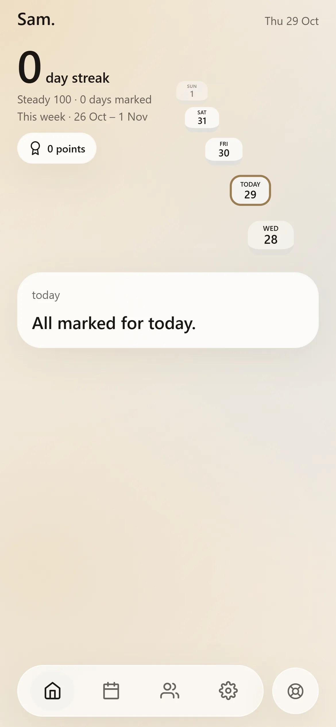Steady: het beginscherm met de streak